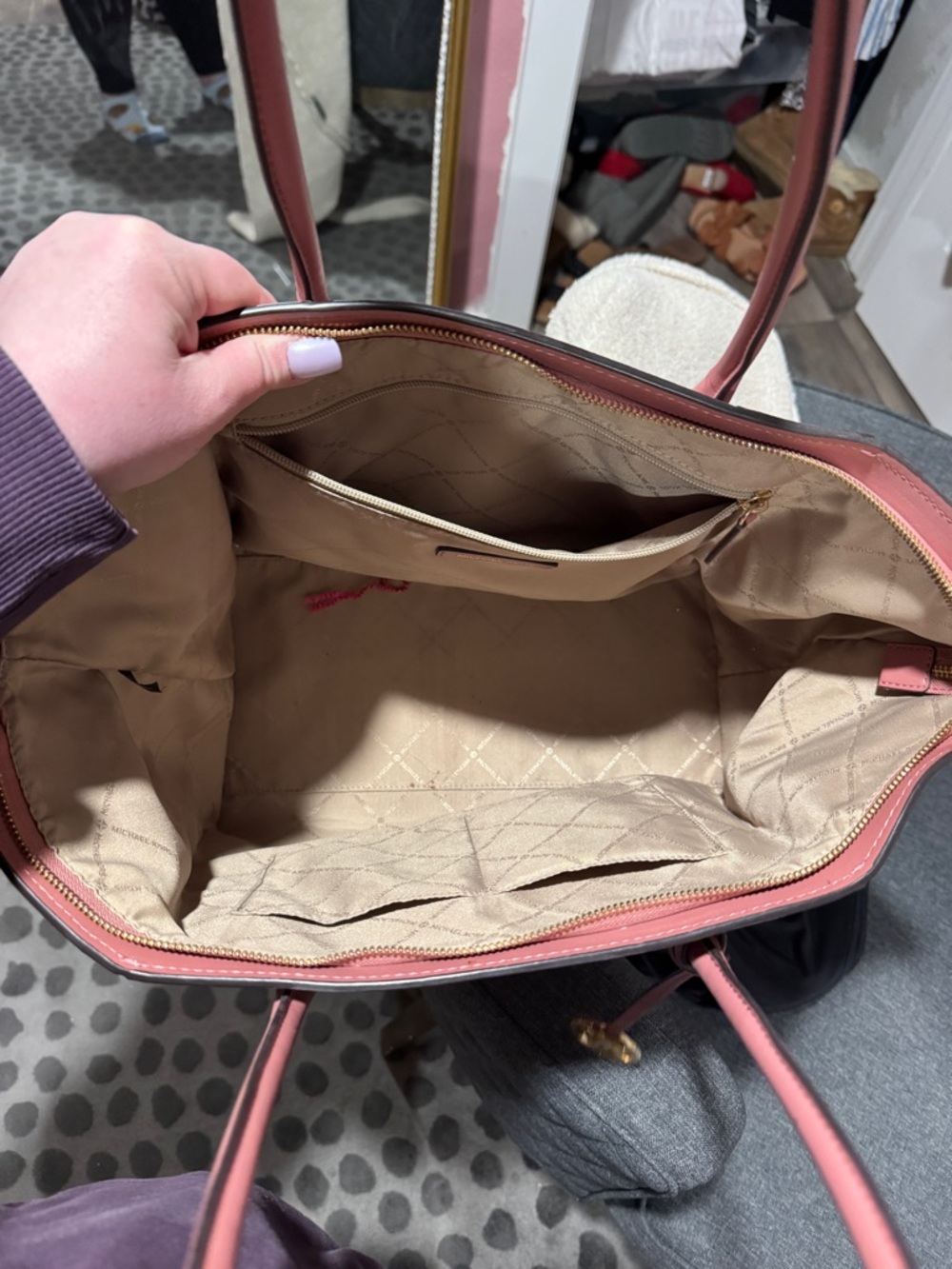 Michael Kors Dusty Rose Leather & Suede Tote - Picture 3 of 6